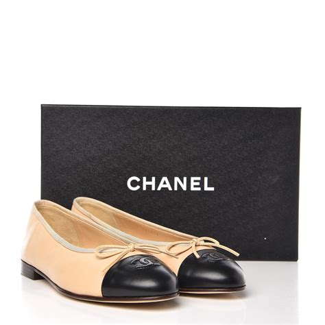 chanel beige black flats